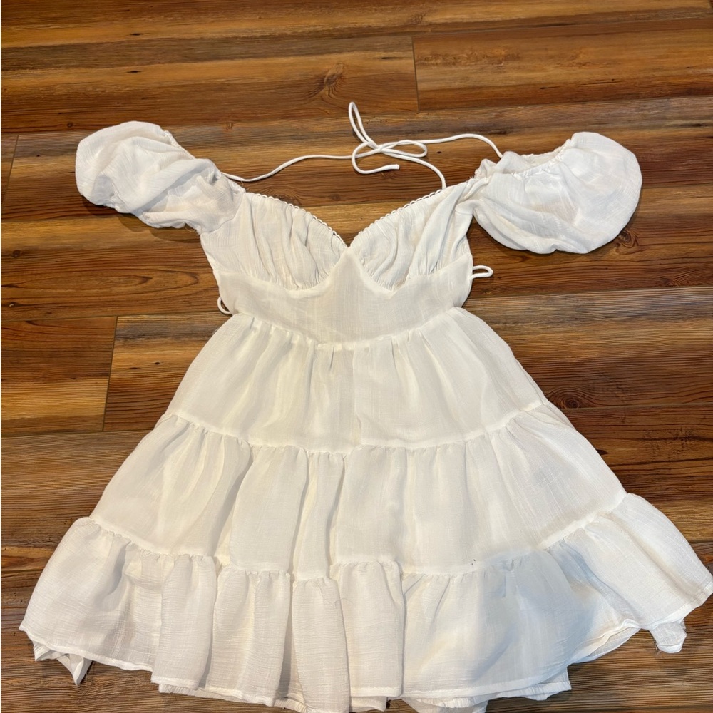 Princess Polly White Ruffled Puff Sleeve Sundress